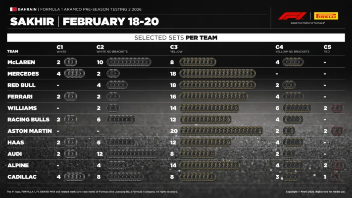 Pirelli показала гуму, яку обрали команди на другий етап тестів в Бахрейні (фото )